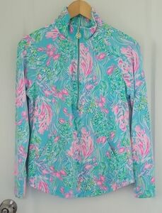 Lilly Pulitzer UPF 50+ Skipper Rounded Hem Popover Amalfi Blue Best Fishes